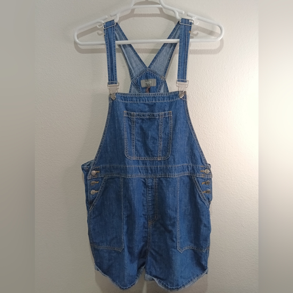 Torrid Womens 16 Plus Size Shortalls Lightweight Linen Blend Blue Dark Wash